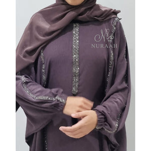 SARA BATWING EMBELLISHED ABAYA MAUVE - NURAAH