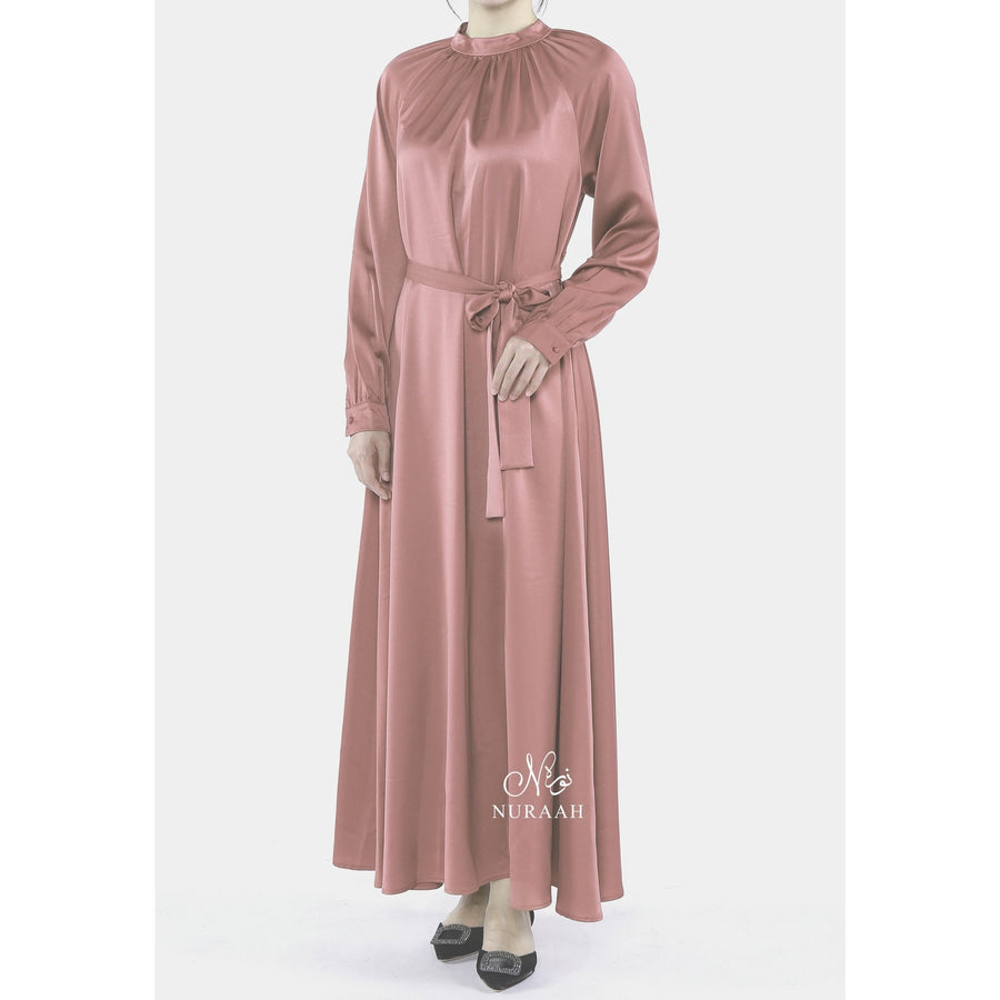 SATIN DRESS CORAL ROSE - NURAAH