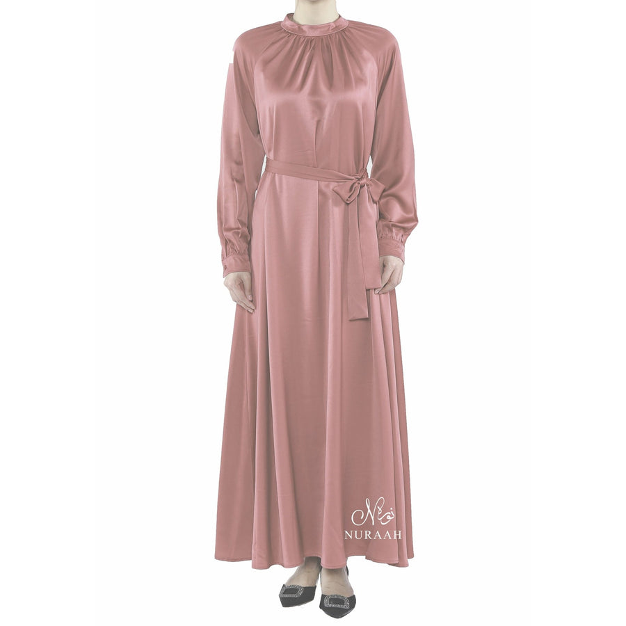 SATIN DRESS CORAL ROSE - NURAAH