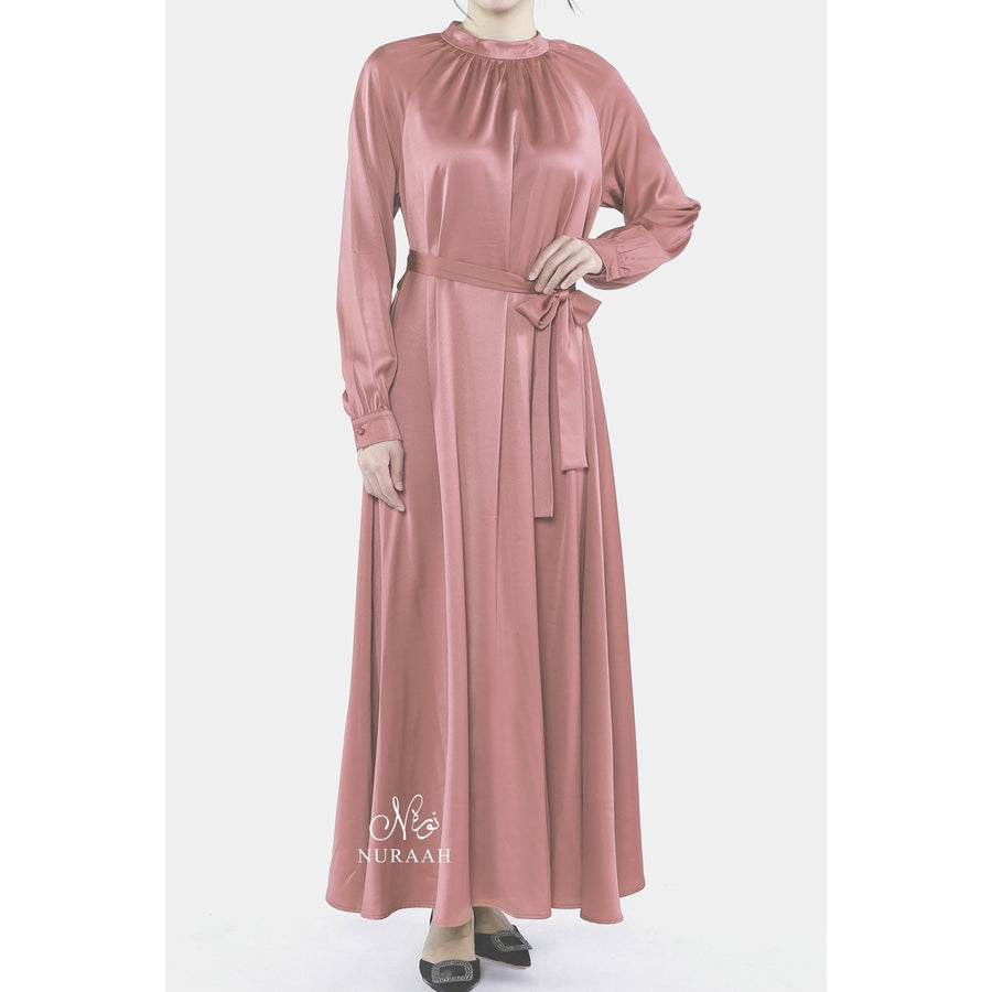 SATIN DRESS CORAL ROSE - NURAAH