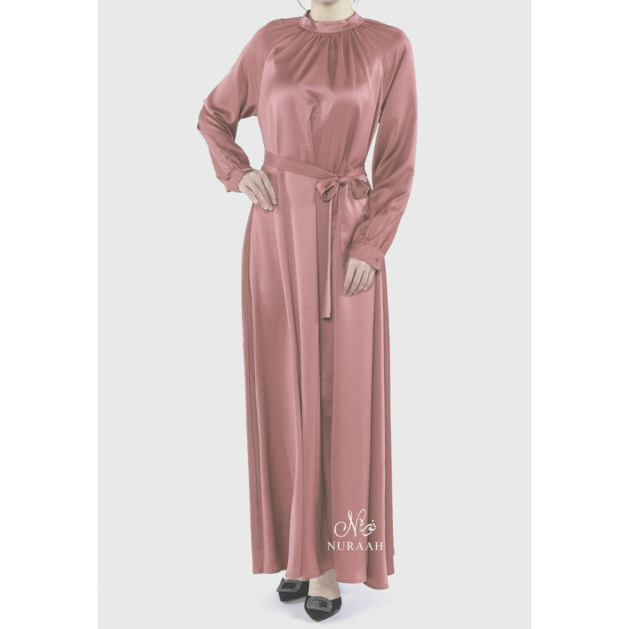 SATIN DRESS CORAL ROSE - NURAAH