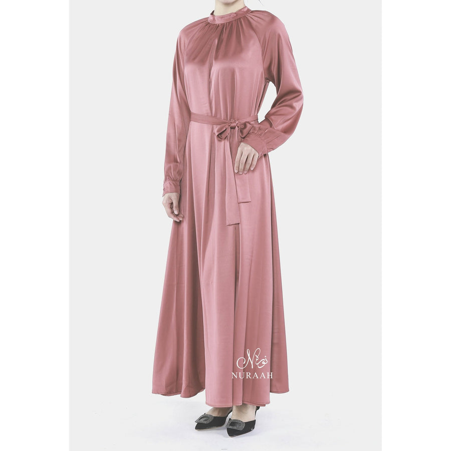 SATIN DRESS CORAL ROSE - NURAAH