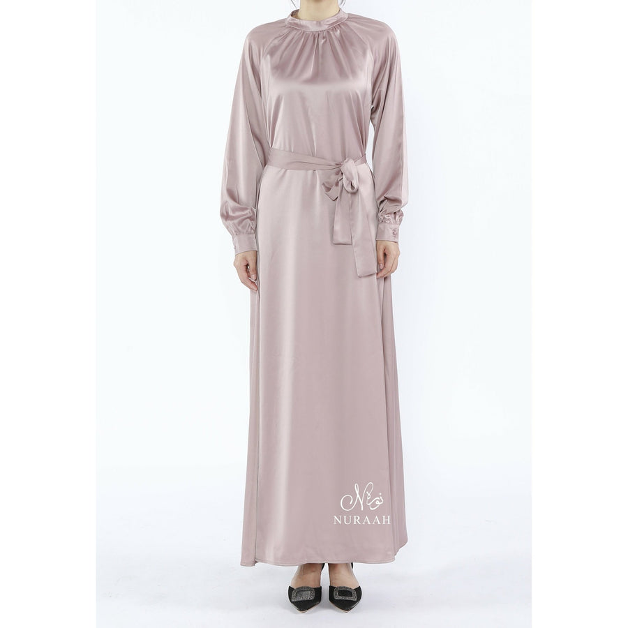 SATIN DRESS PINK ROSE - NURAAH