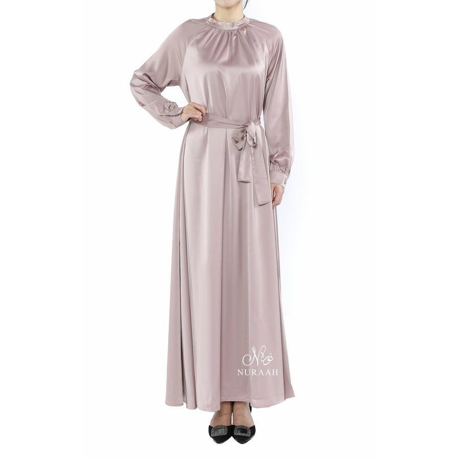 SATIN DRESS PINK ROSE - NURAAH