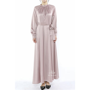 SATIN DRESS PINK ROSE - NURAAH