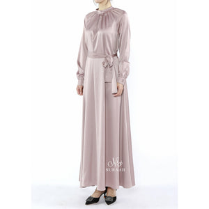 SATIN DRESS PINK ROSE - NURAAH