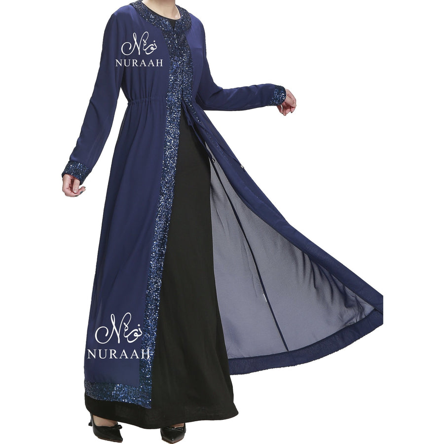 SEQUIN BORDER KIMONO NAVY - NURAAH