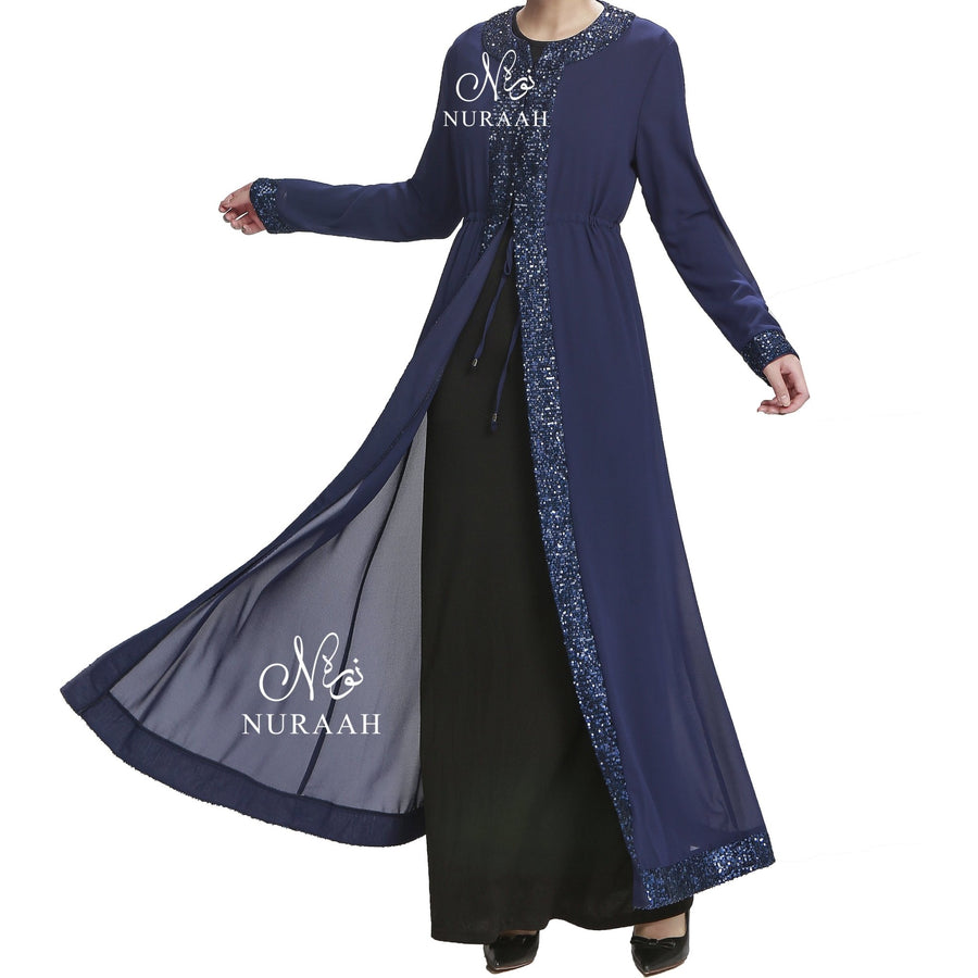 SEQUIN BORDER KIMONO NAVY - NURAAH