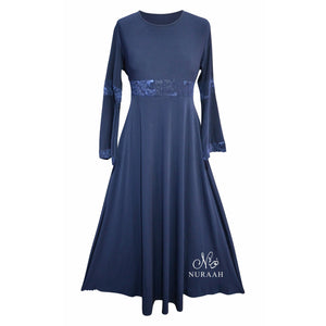 SEQUIN WAIST JERSEY DRESS NAVY - NURAAH