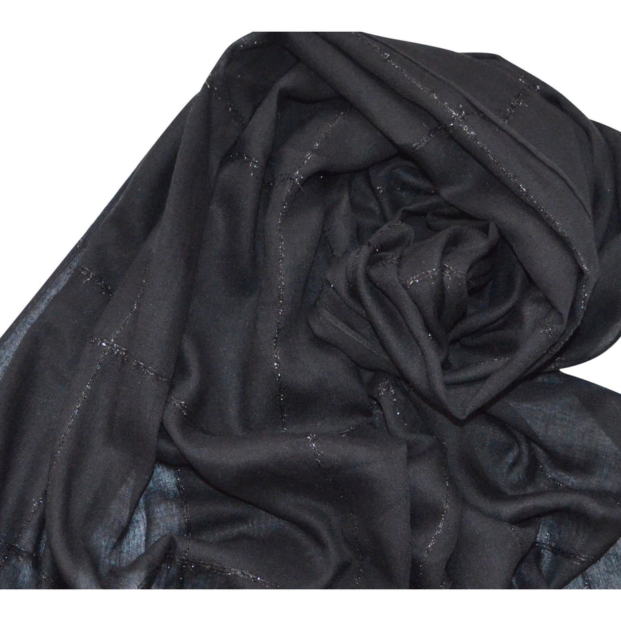 SHIMMER STRIPPED HIJAB BLACK - NURAAH