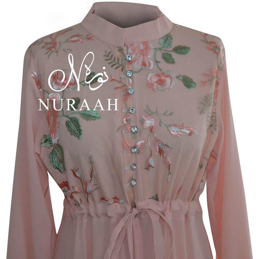 SOFIA PEACH EMBROIDERY KIMONO - NURAAH