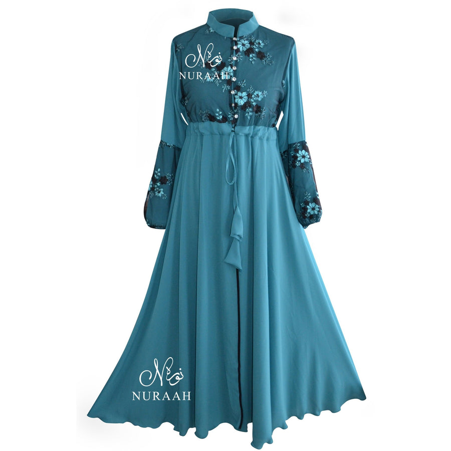 TEAL TULLE LACE KIMONO - NURAAH