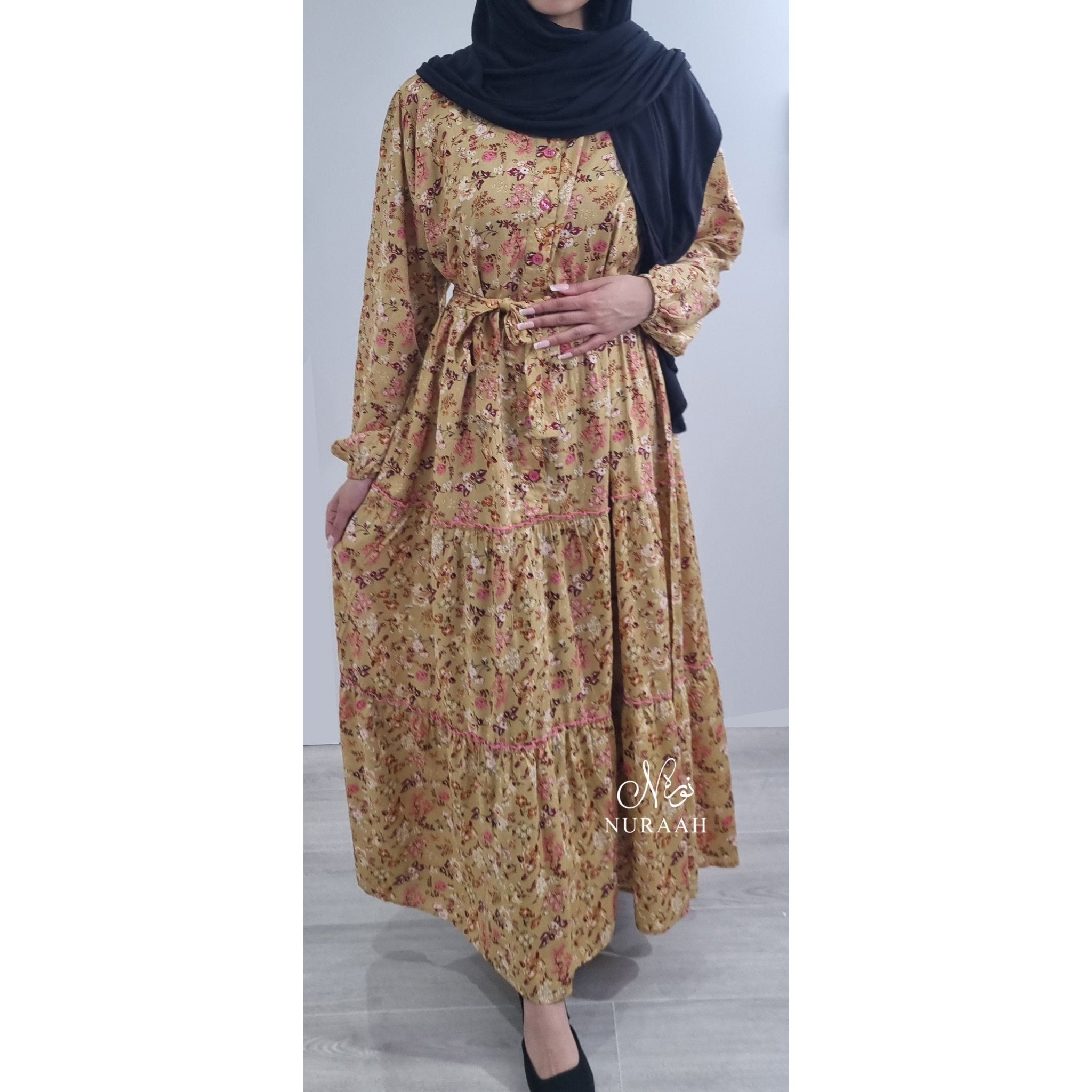 VISCOSE PRINT TIERED RUFFLE DRESS 04 - NURAAH