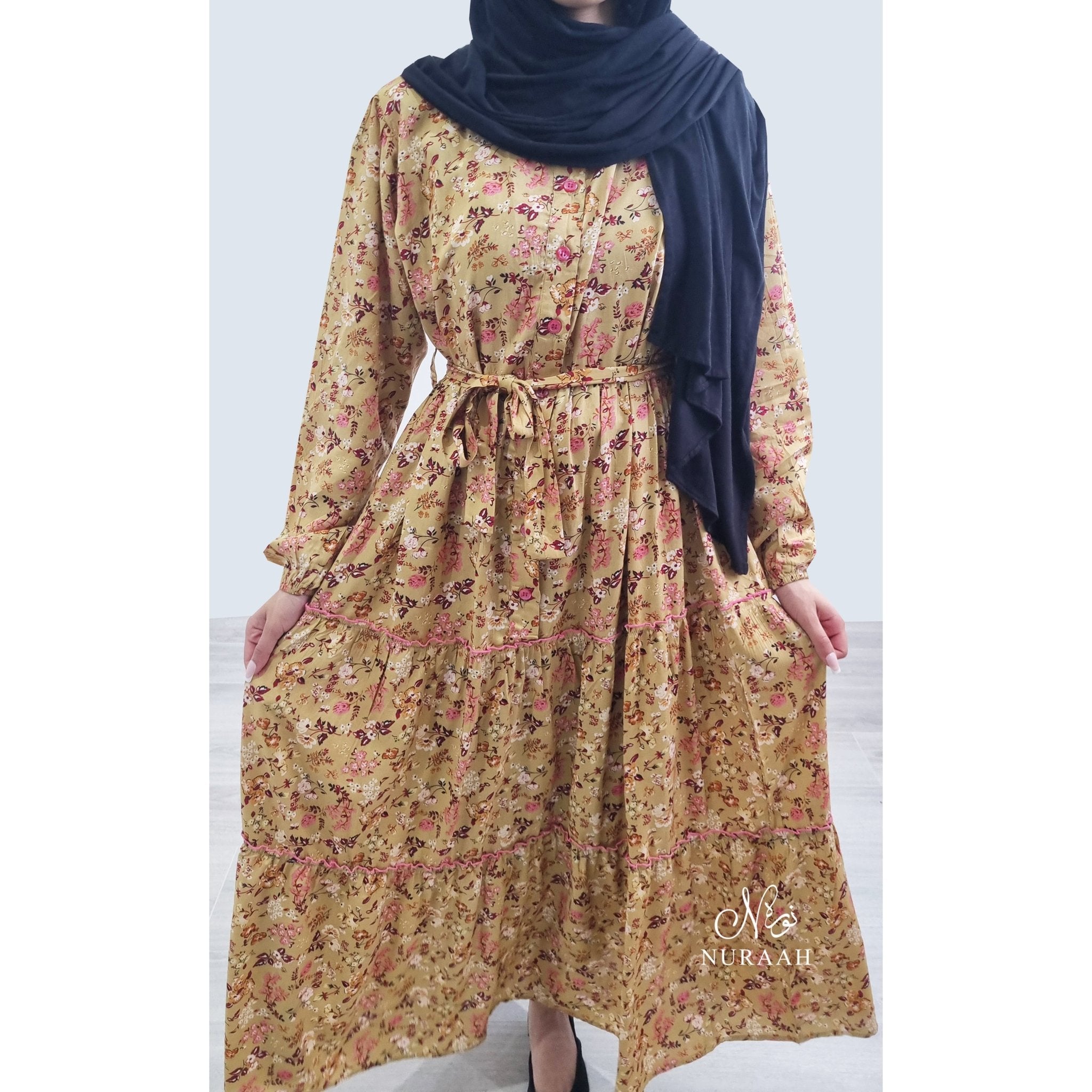 VISCOSE PRINT TIERED RUFFLE DRESS 04 - NURAAH