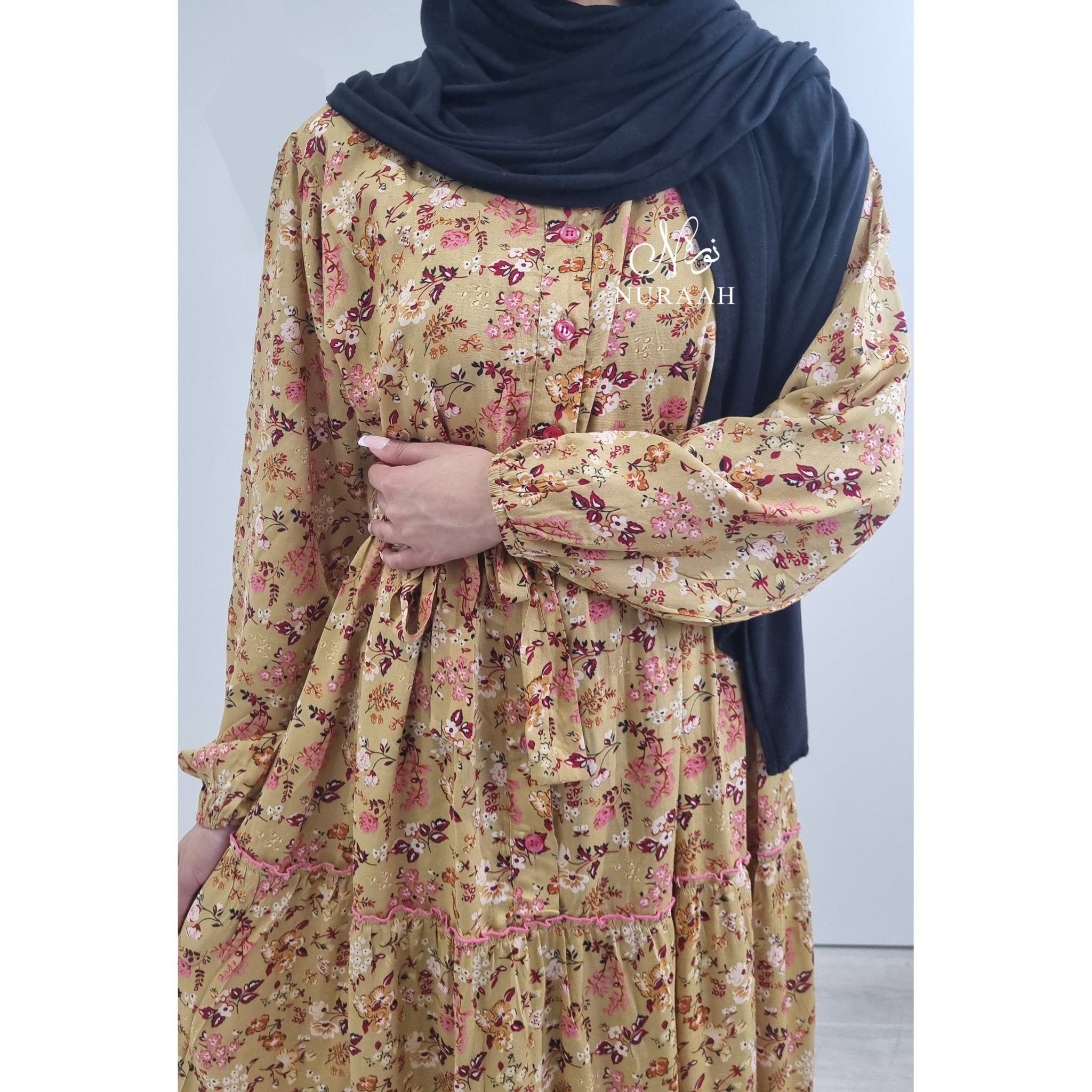 VISCOSE PRINT TIERED RUFFLE DRESS 04 - NURAAH