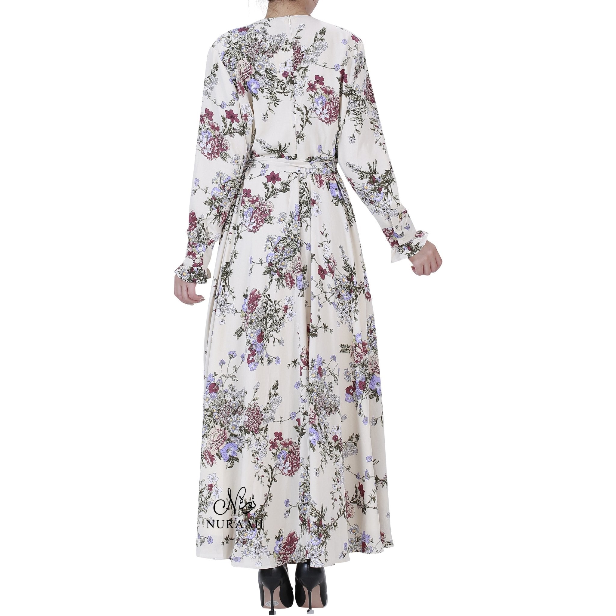 WARDA FLORAL PRINT DRESS CREAM - NURAAH