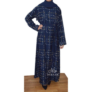 WINTER EMBROIDERY DRESS BLUE - NURAAH