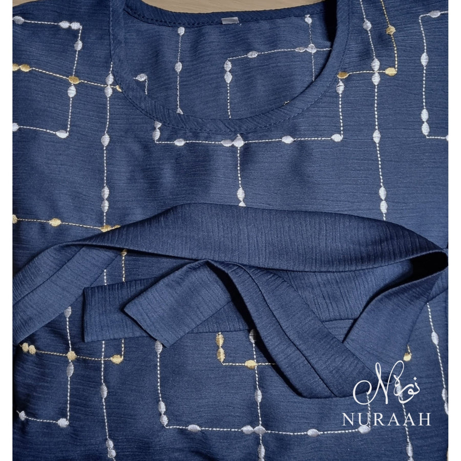 WINTER EMBROIDERY DRESS BLUE - NURAAH