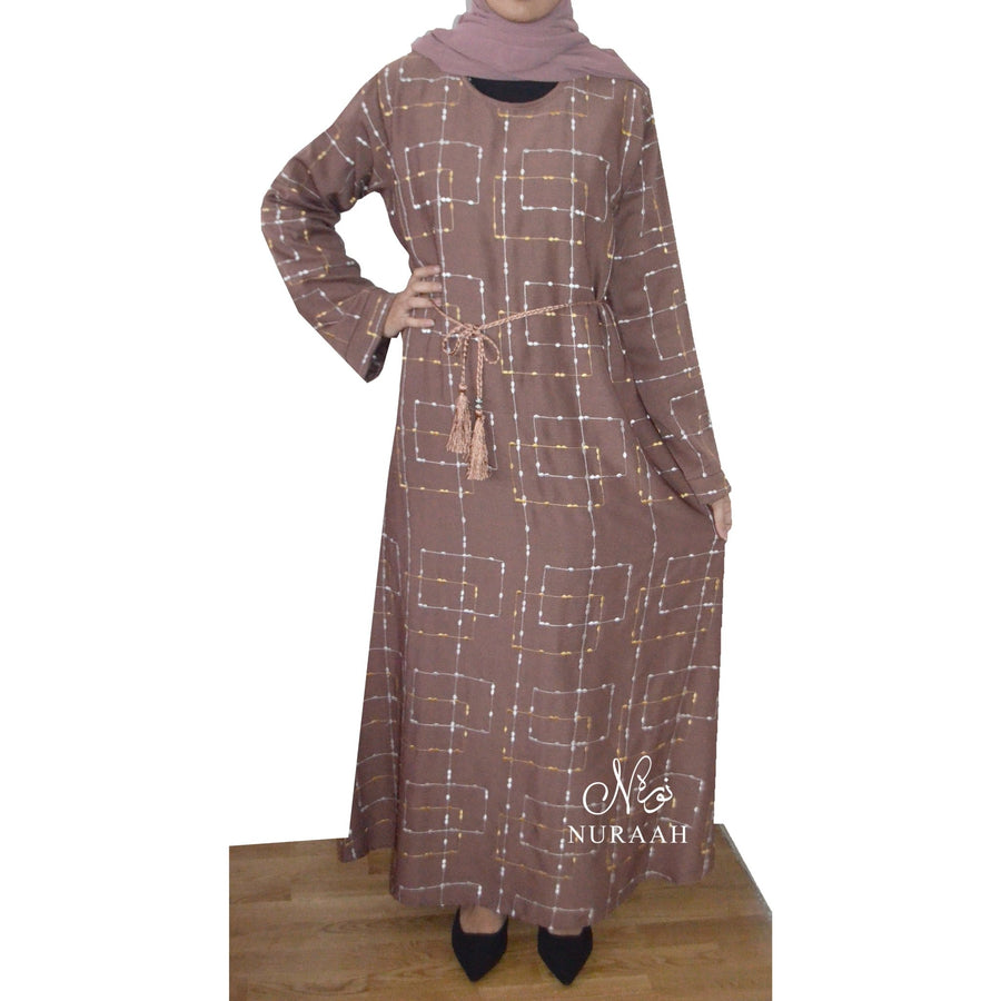 WINTER EMBROIDERY DRESS CLAY - NURAAH
