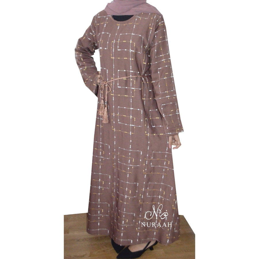 WINTER EMBROIDERY DRESS CLAY - NURAAH