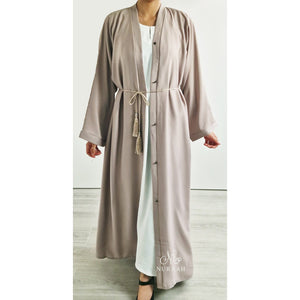 ZOOM OPEN ABAYA STONE - NURAAH
