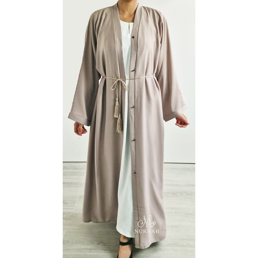 ZOOM OPEN ABAYA STONE - NURAAH